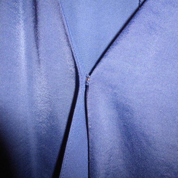 GUESS dark blue v-neck low cut blouse with lace accents - Picture 5 of 12